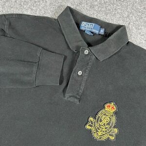 POLO Ralph Lauren Men's Medium 1967 MCM LXVII Crest Long Sleeve Polo Shirt Black